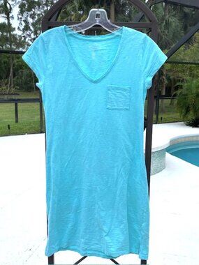 GAP T-Shirt Dress Pocket 100% Cotton Mini Sheath V Neck Short Sleeve Size XS